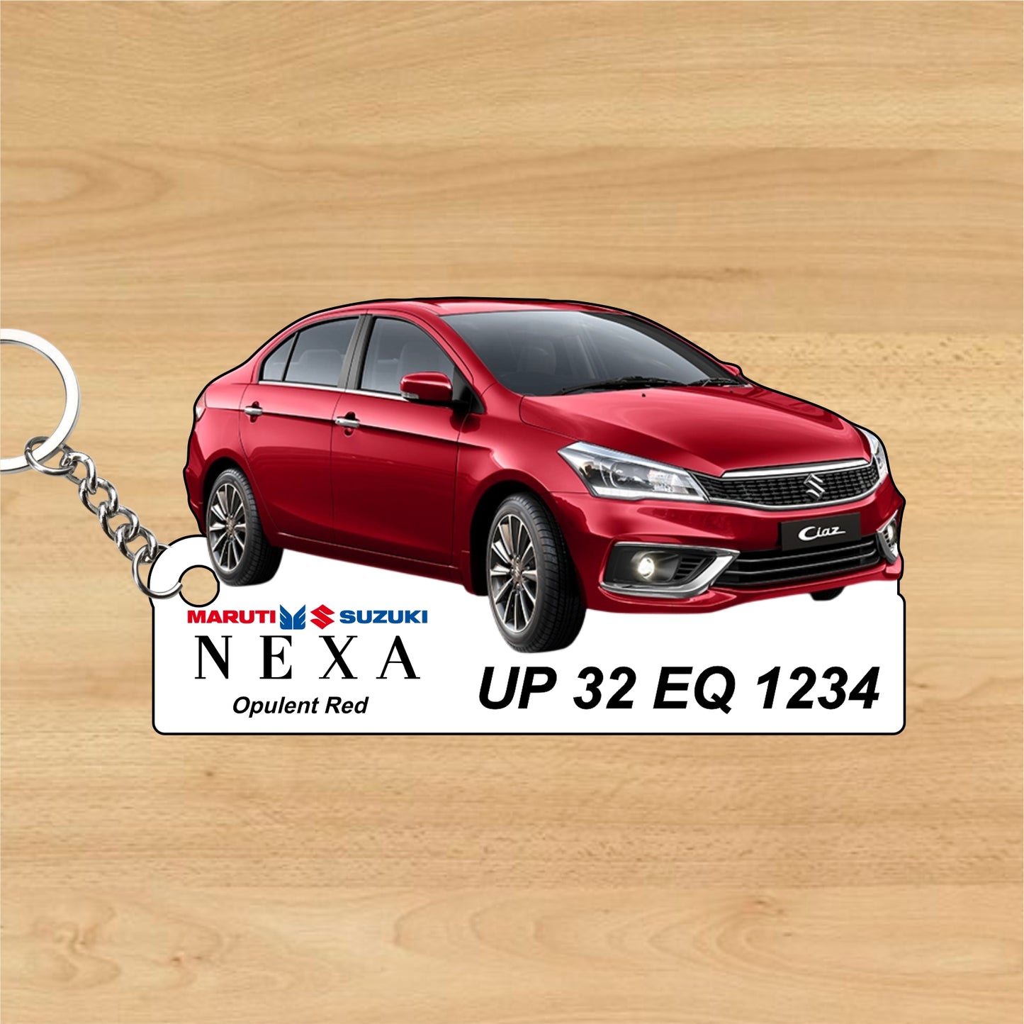 Ciaz - Personalized Maruti Suzuki Nexa Keychain - Wood, Acrylic, Metal Printed