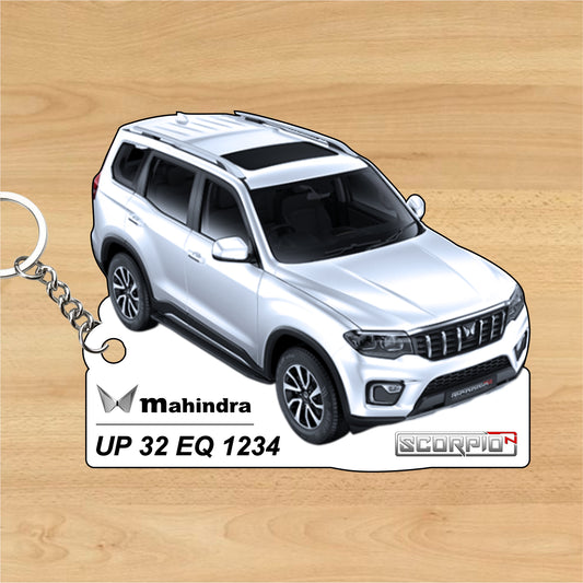 Scorpio N - Personalized Mahindra Car Keychain - Wood, Acrylic, Metal Printed