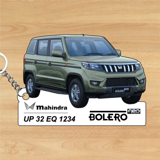 BOLERO NEO - Personalized Mahindra Car Keychain - Wood, Acrylic, Metal Printed