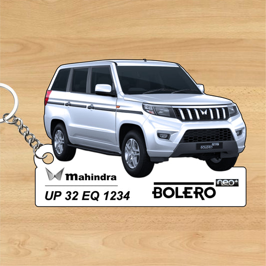 BOLERO NEO Plus - Personalized Mahindra Car Keychain - Wood, Acrylic, Metal Printed
