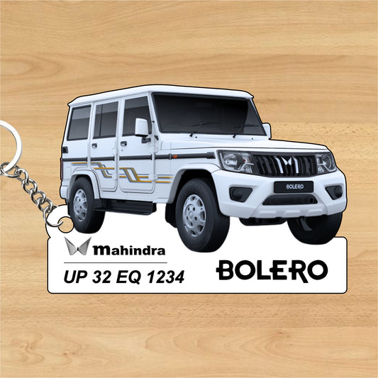 BOLERO - Personalized Mahindra Car Keychain - Wood, Acrylic, Metal Printed