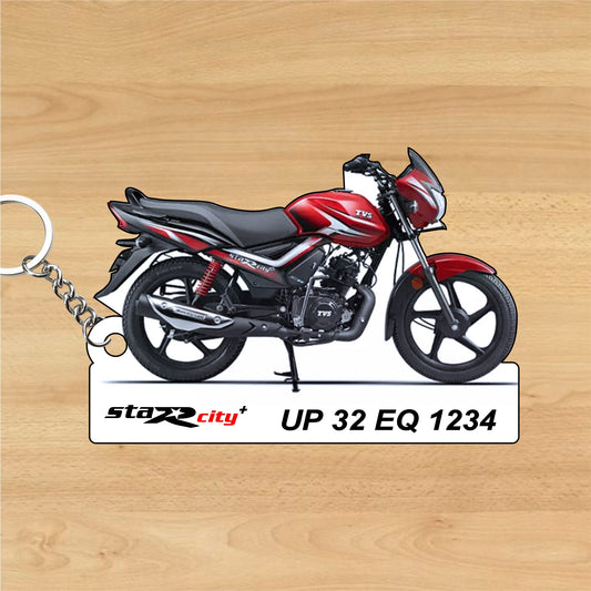 TVS Star City Plus - Personalized Keychain - Wood, Acrylic, Metal Printed