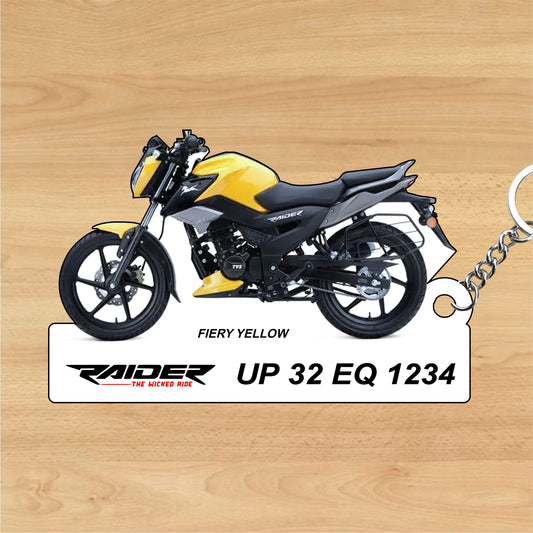 TVS Raider 125 CC - Personalized TVS Keychain - Wood, Acrylic, Metal Printed