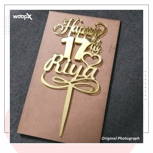 Customized Happy Birthday Acrylic Cake Topper - Gold