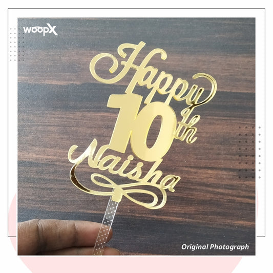 Customized Happy Birthday Acrylic Cake Topper with Name and Age Number - Birthday Cake Topper