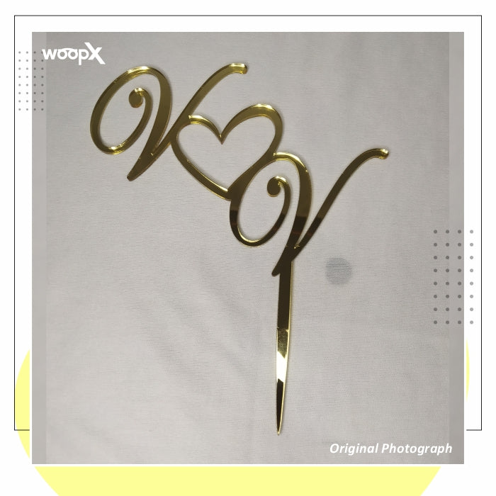 Customized Acrylic Name Initials Cake Topper - Gold