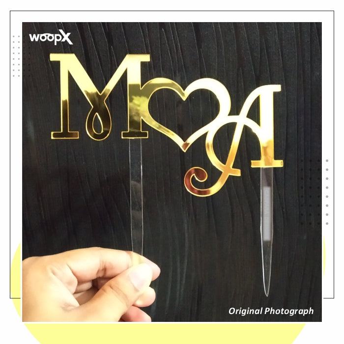 Customized Acrylic Name Initials Cake Topper - Gold