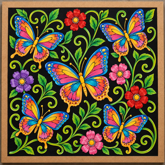 Butterfly & Floral Garden MDF Wall Art – DIY Craft Kit (Pre-Marked)