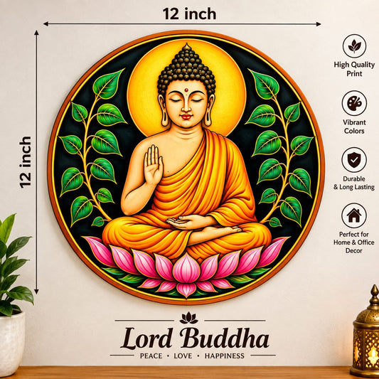 Meditating Buddha on Lotus Round MDF Wall Art – DIY Craft Kit (Pre-Marked)