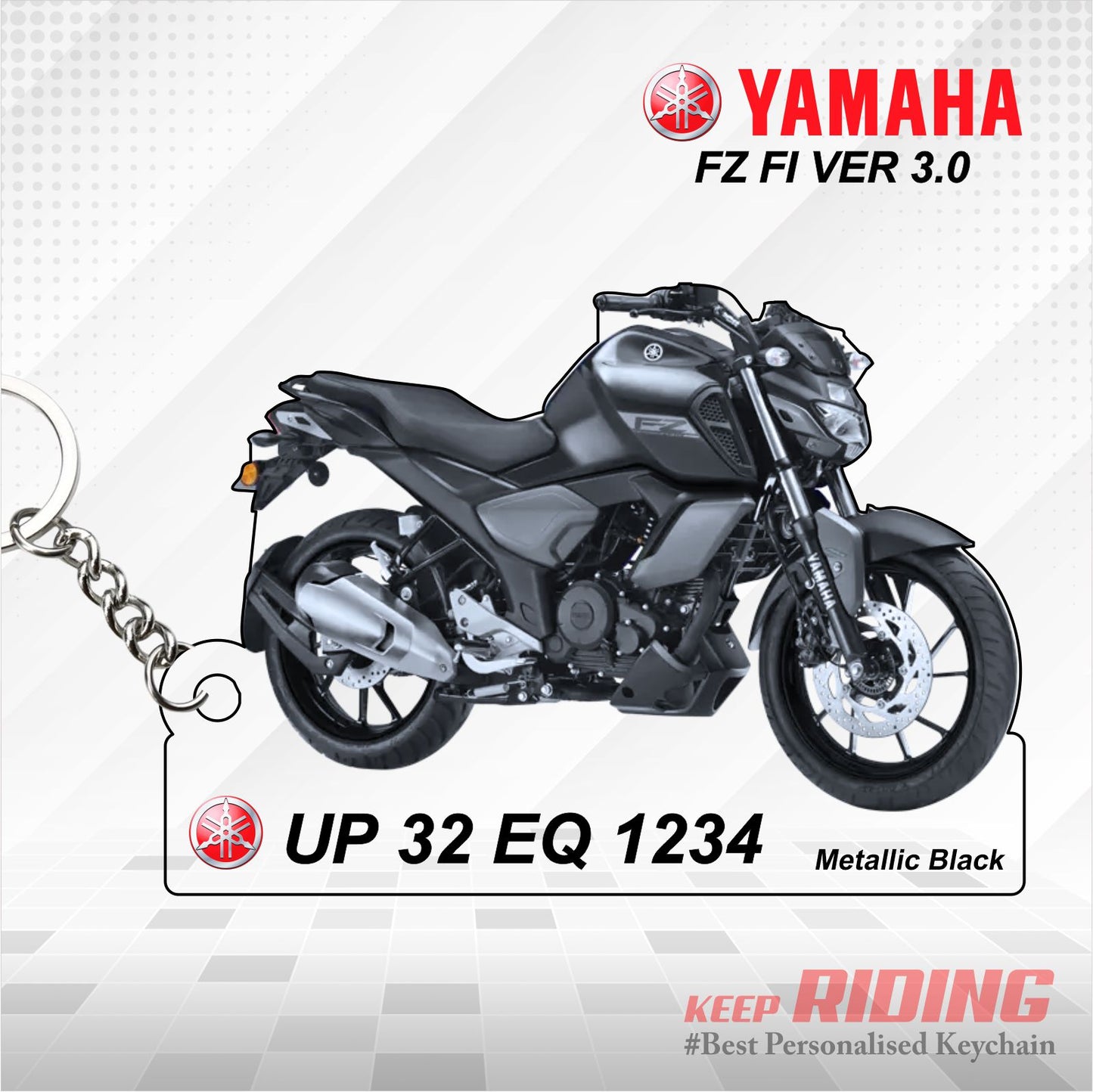 FZ-Fi Version 3.0 - Personalized Yamaha Keychain - Wood, Acrylic, Metal Printed