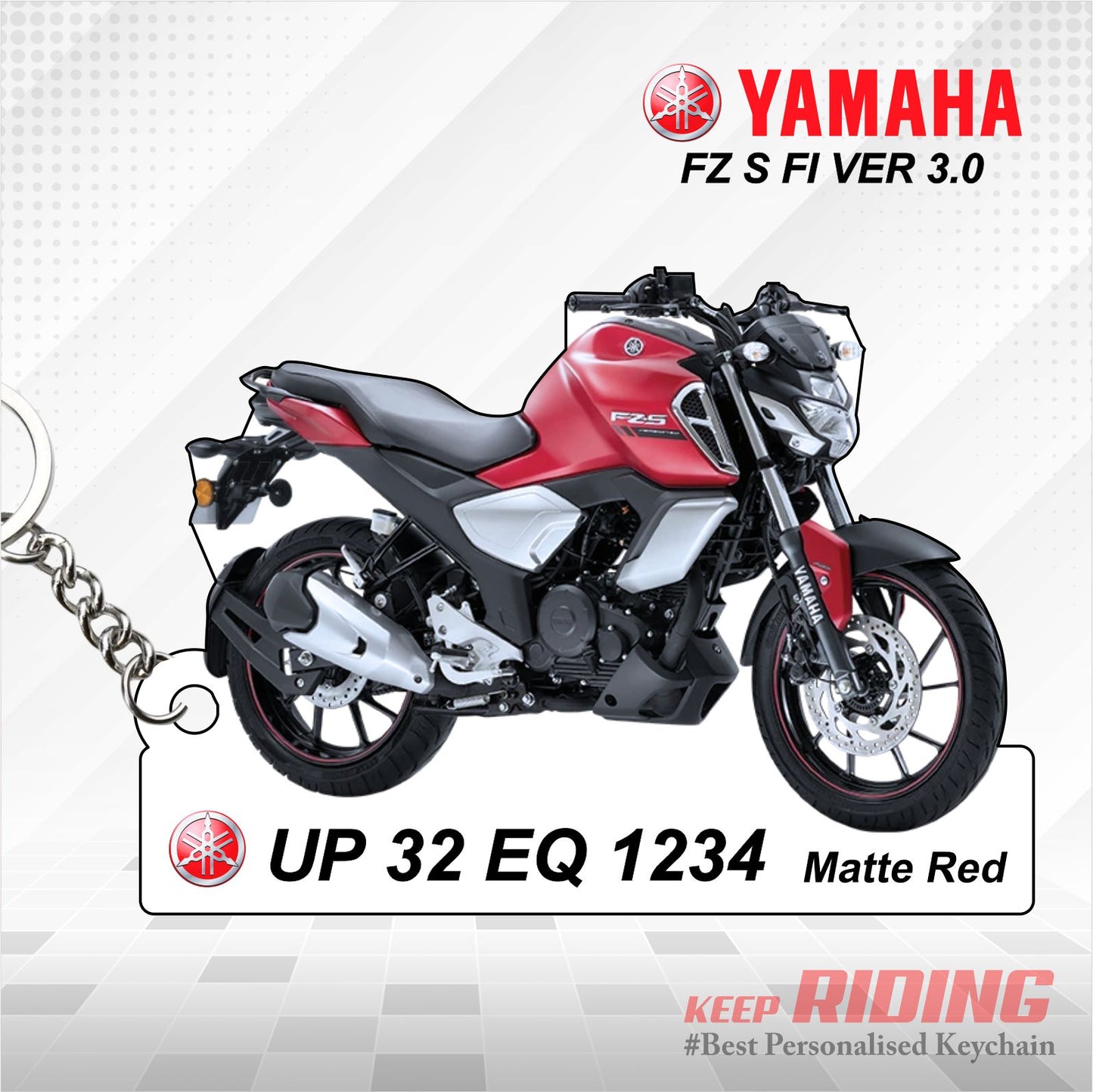 FZ-S Fi Ver 3.0 - Personalized Yamaha Keychain - Wood, Acrylic, Metal Printed