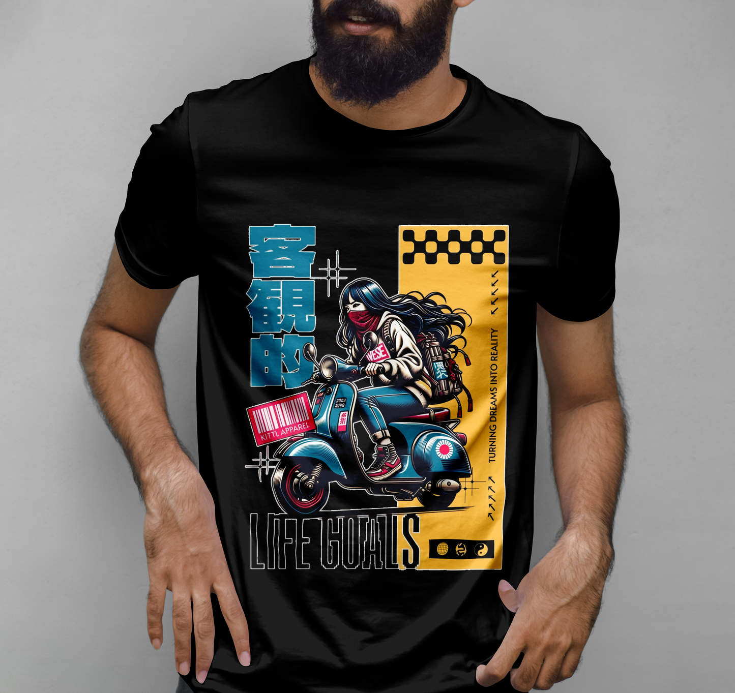 Motorcycle Woman Vectors Graphic Printed T-shirt