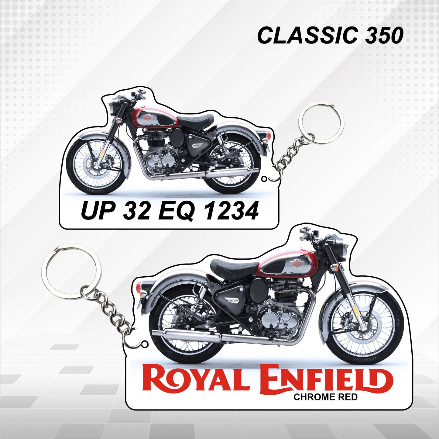 Classic 350 - Personalized Royal Enfield Keychain - Wood, Acrylic, Metal Printed