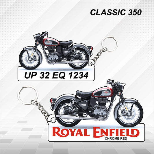 Classic 350 - Personalized Royal Enfield Keychain - Wood, Acrylic, Metal Printed