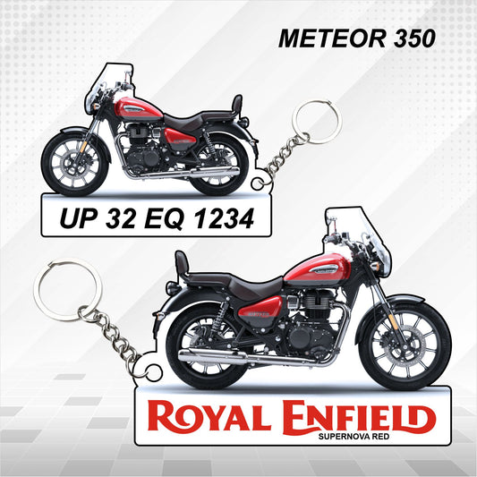Meteor 350 - Personalized Royal Enfield Keychain - Wood, Acrylic, Metal Printed