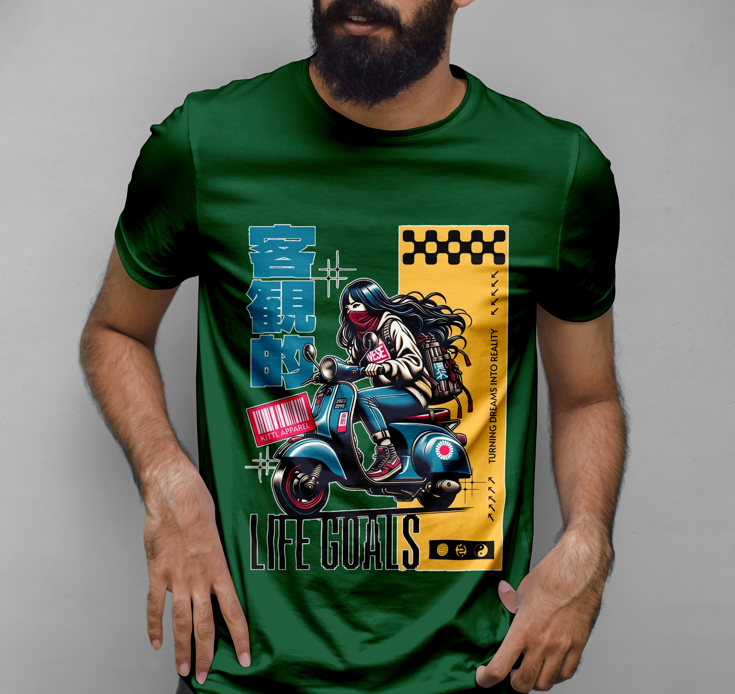Motorcycle Woman Vectors Graphic Printed T-shirt