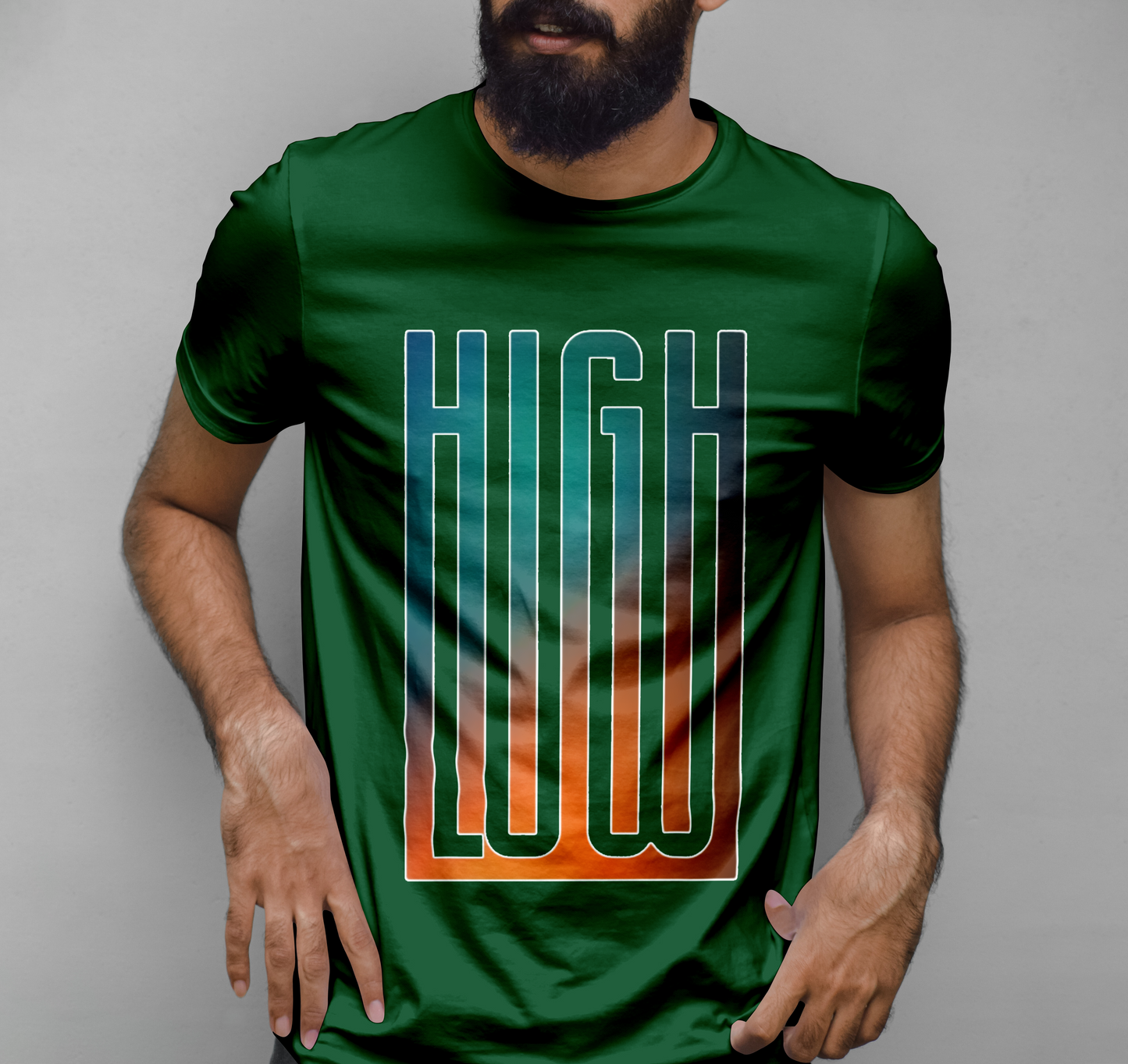High Low Holographic Sticker Graphic Printed T-shirt