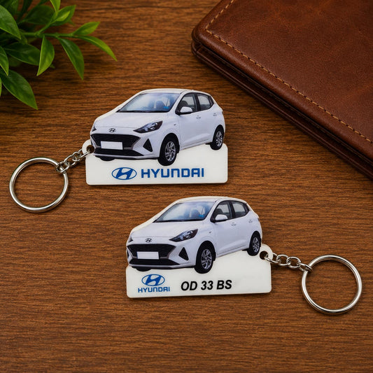 Grand i10 Nios- Personalized Hyundai Car Keychain - Wood, Acrylic, Metal Printed