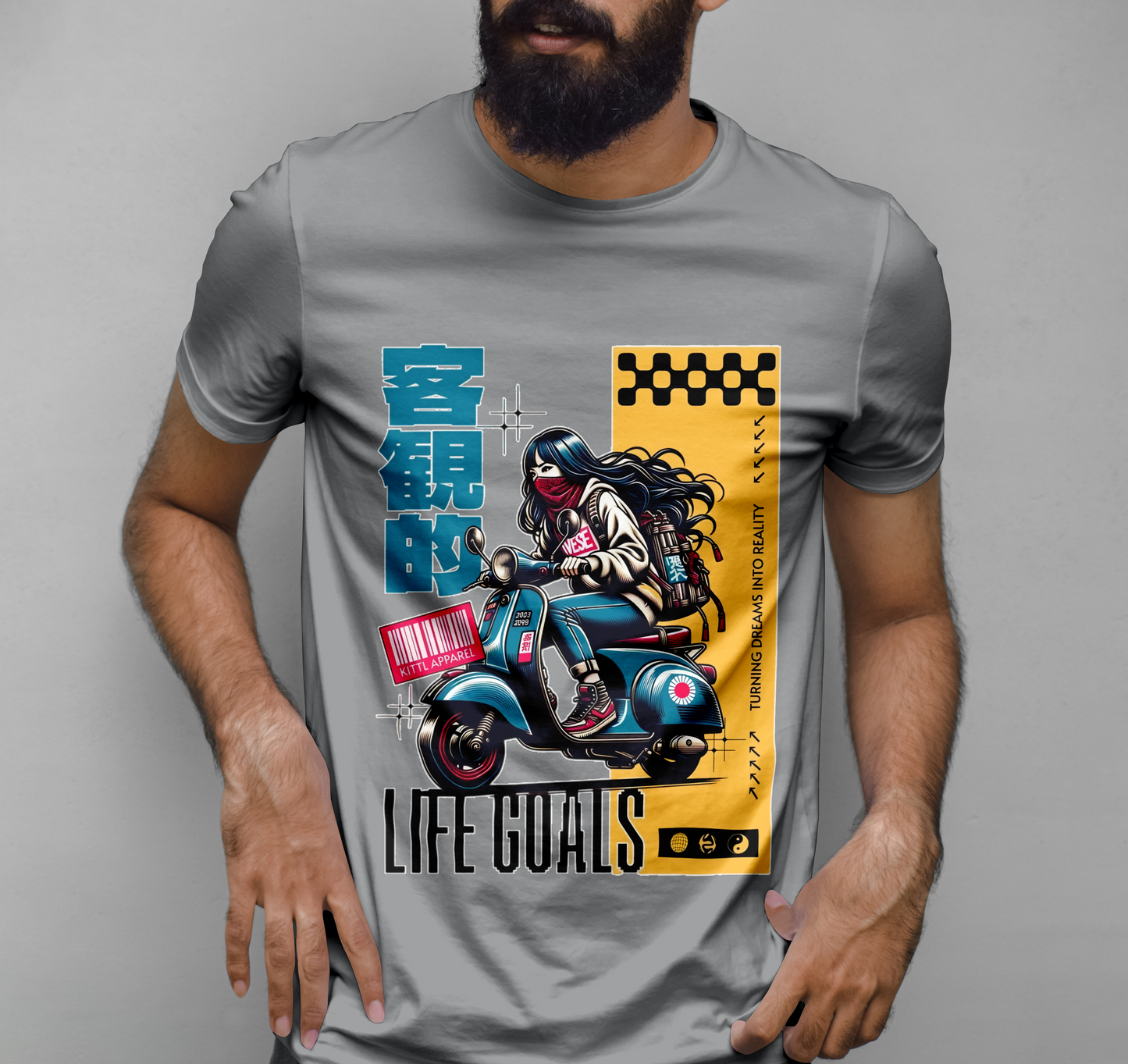 Motorcycle Woman Vectors Graphic Printed T-shirt