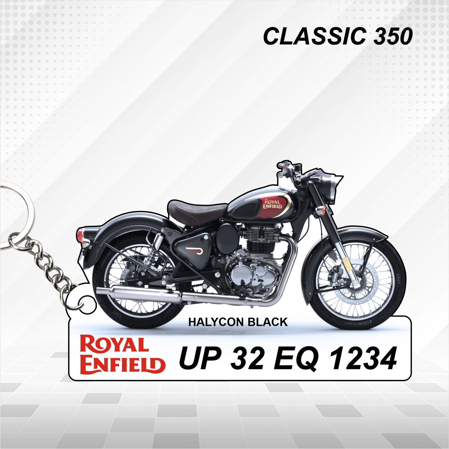 Classic 350 - Personalized Royal Enfield Keychain - Wood, Acrylic, Metal Printed