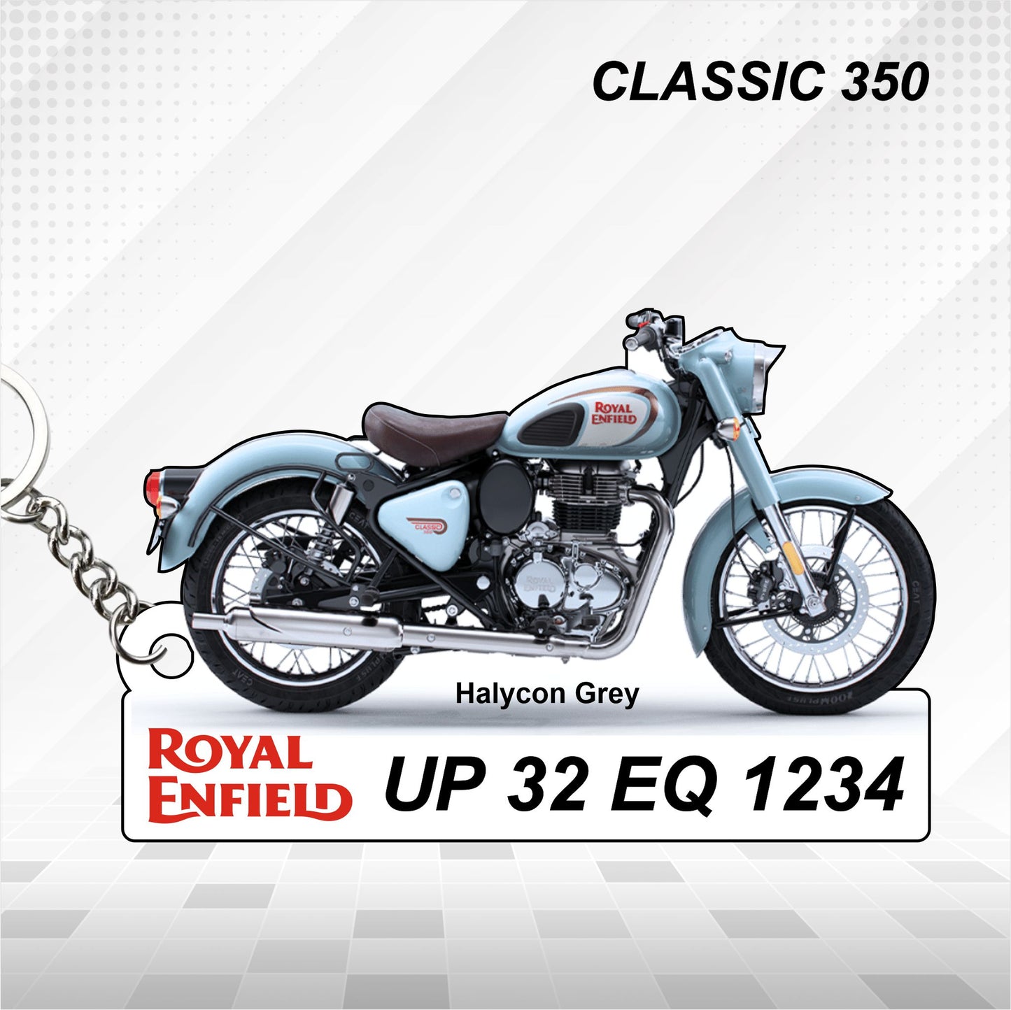 Classic 350 - Personalized Royal Enfield Keychain - Wood, Acrylic, Metal Printed