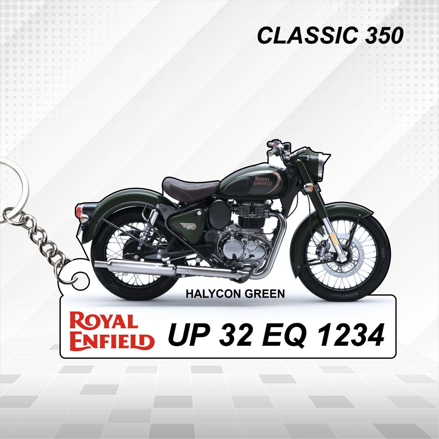 Classic 350 - Personalized Royal Enfield Keychain - Wood, Acrylic, Metal Printed