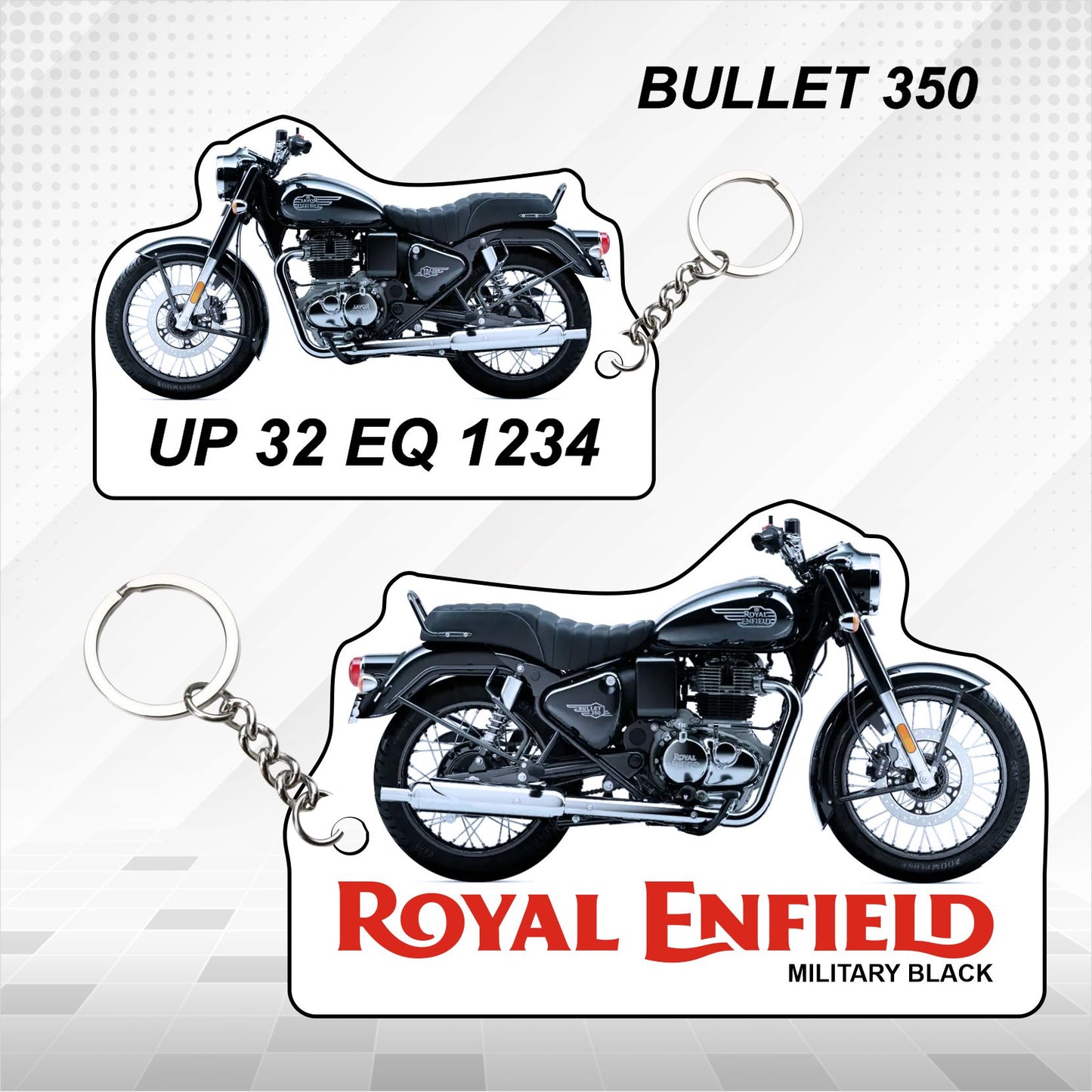 Bullet 350 - Personalized Royal Enfield Keychain - Wood, Acrylic, Metal Printed