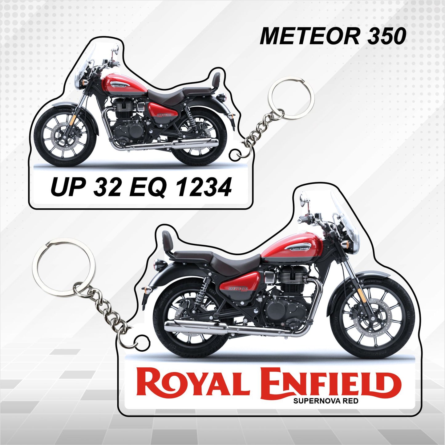 Meteor 350 - Personalized Royal Enfield Keychain - Wood, Acrylic, Metal Printed