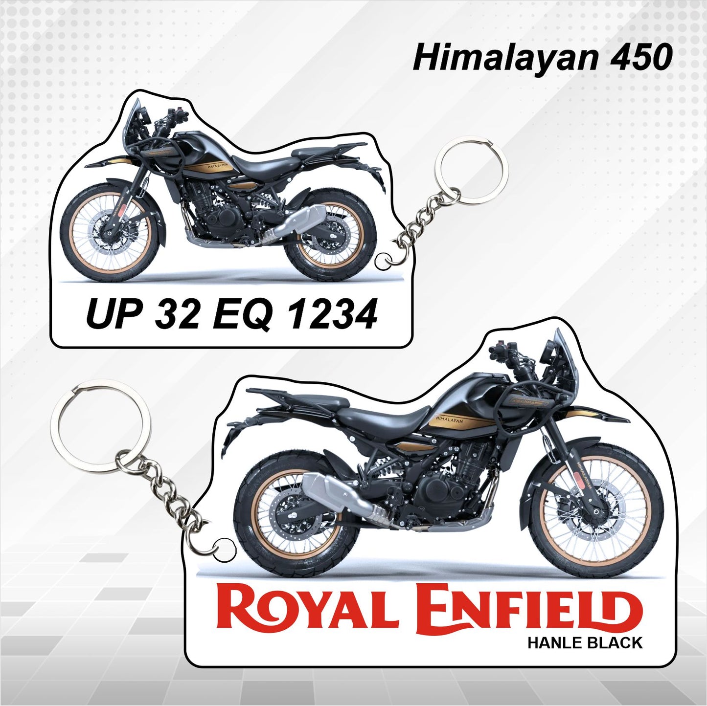 Himalayan 450 - Personalized Royal Enfield Keychain - Wood, Acrylic, Metal Printed