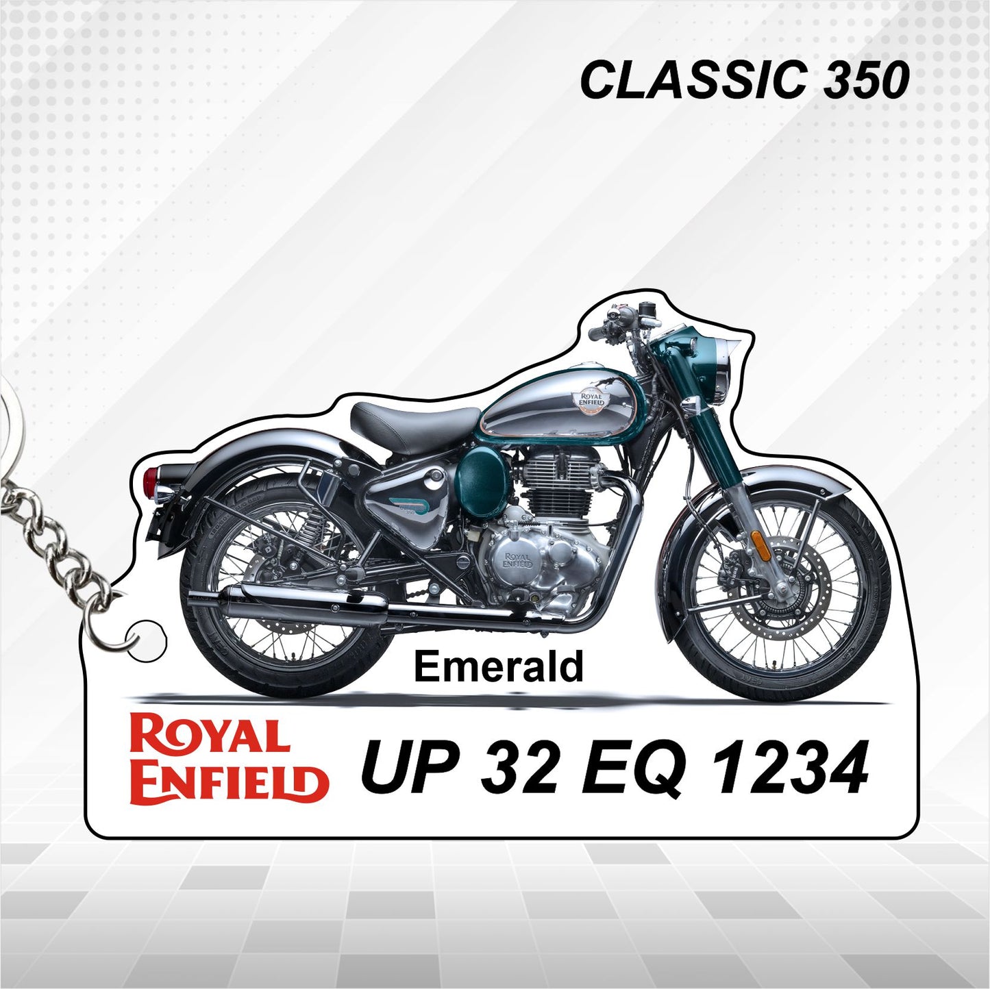 Classic 350 - 2024 - Personalized Royal Enfield Keychain - Wood, Acrylic, Metal Printed