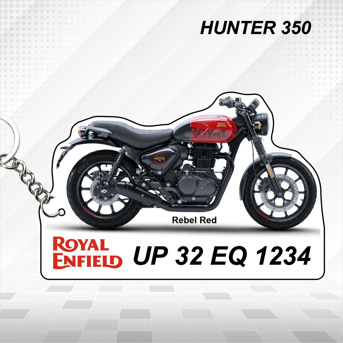 Hunter 350 - Personalized Royal Enfield Keychain - Wood, Acrylic, Metal Printed