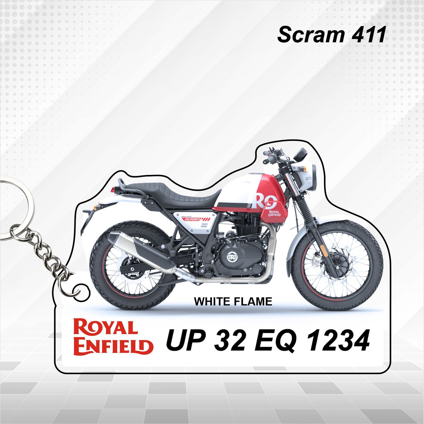 Scram 411 - Personalized Royal Enfield Keychain - Wood, Acrylic, Metal Printed