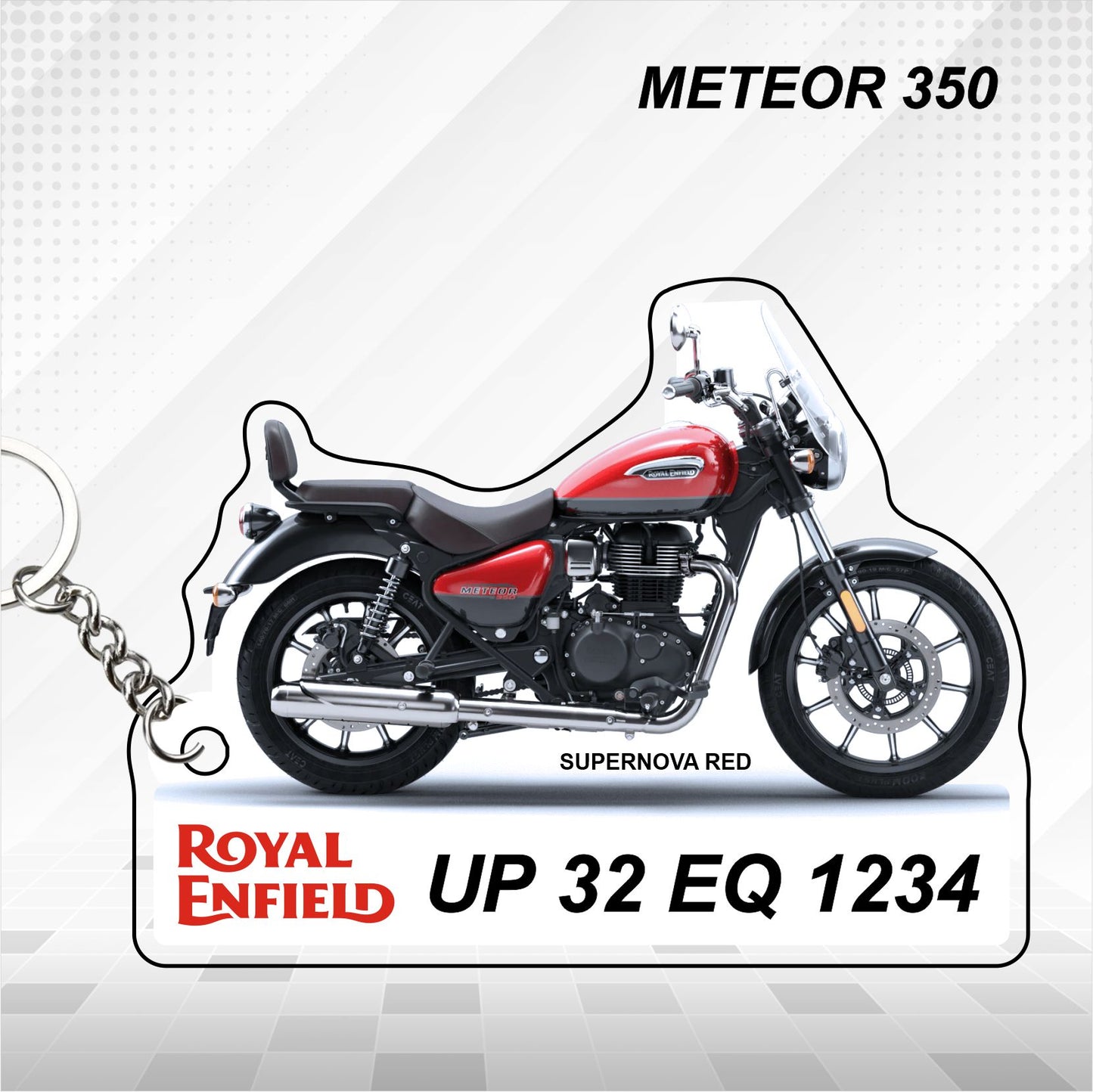 Meteor 350 - Personalized Royal Enfield Keychain - Wood, Acrylic, Metal Printed
