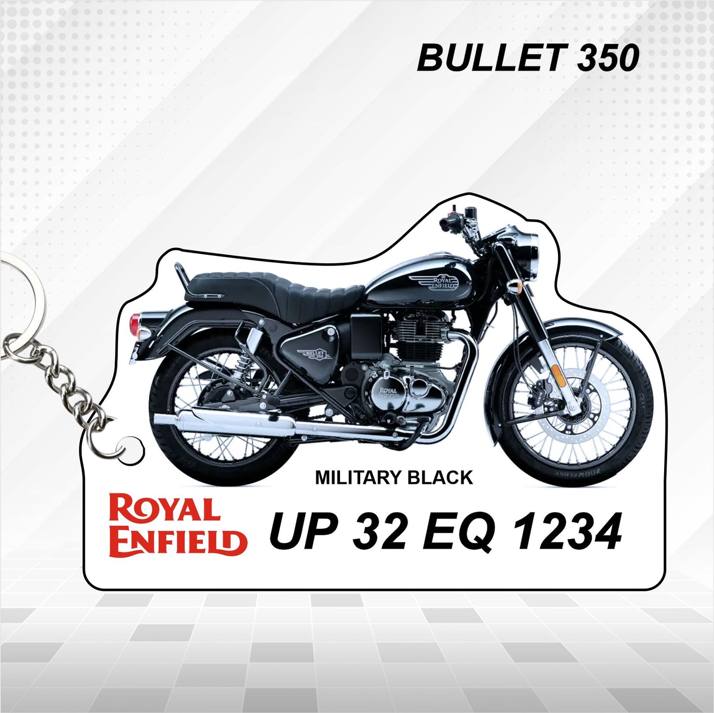 Bullet 350 - Personalized Royal Enfield Keychain - Wood, Acrylic, Metal Printed