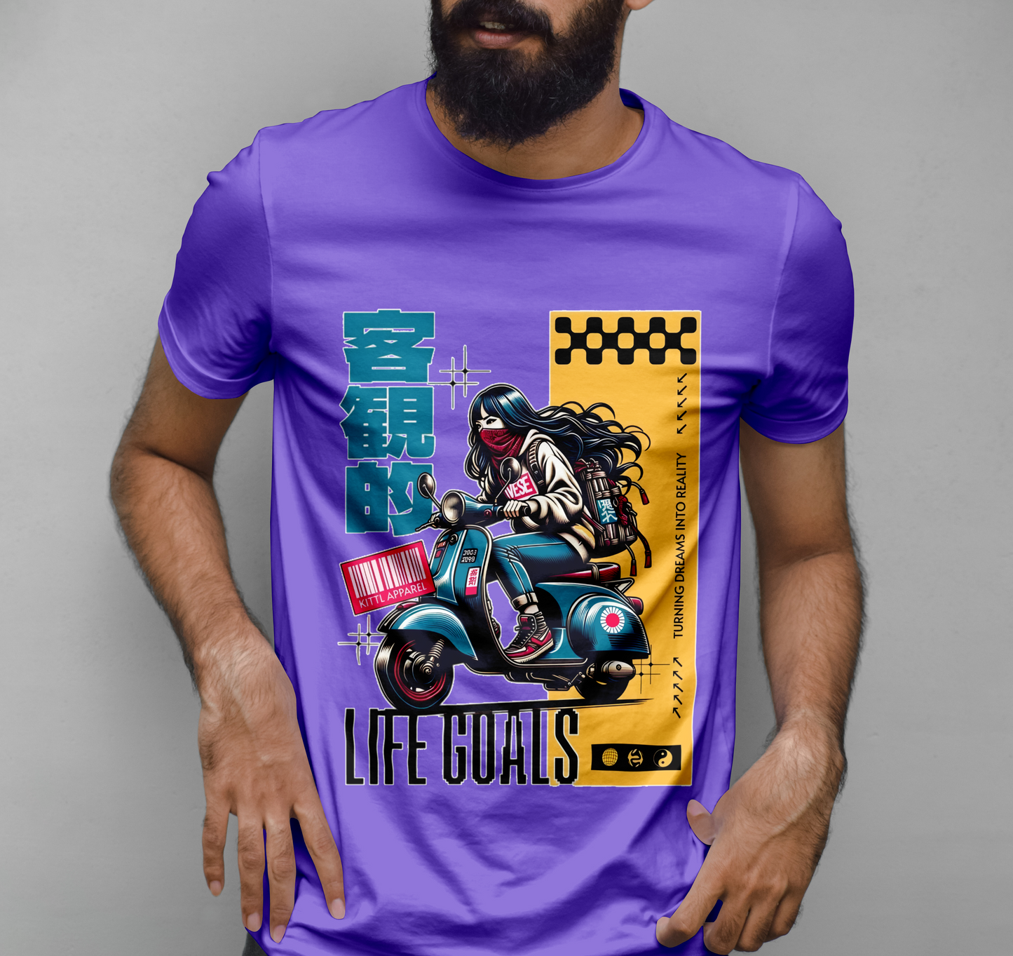 Motorcycle Woman Vectors Graphic Printed T-shirt