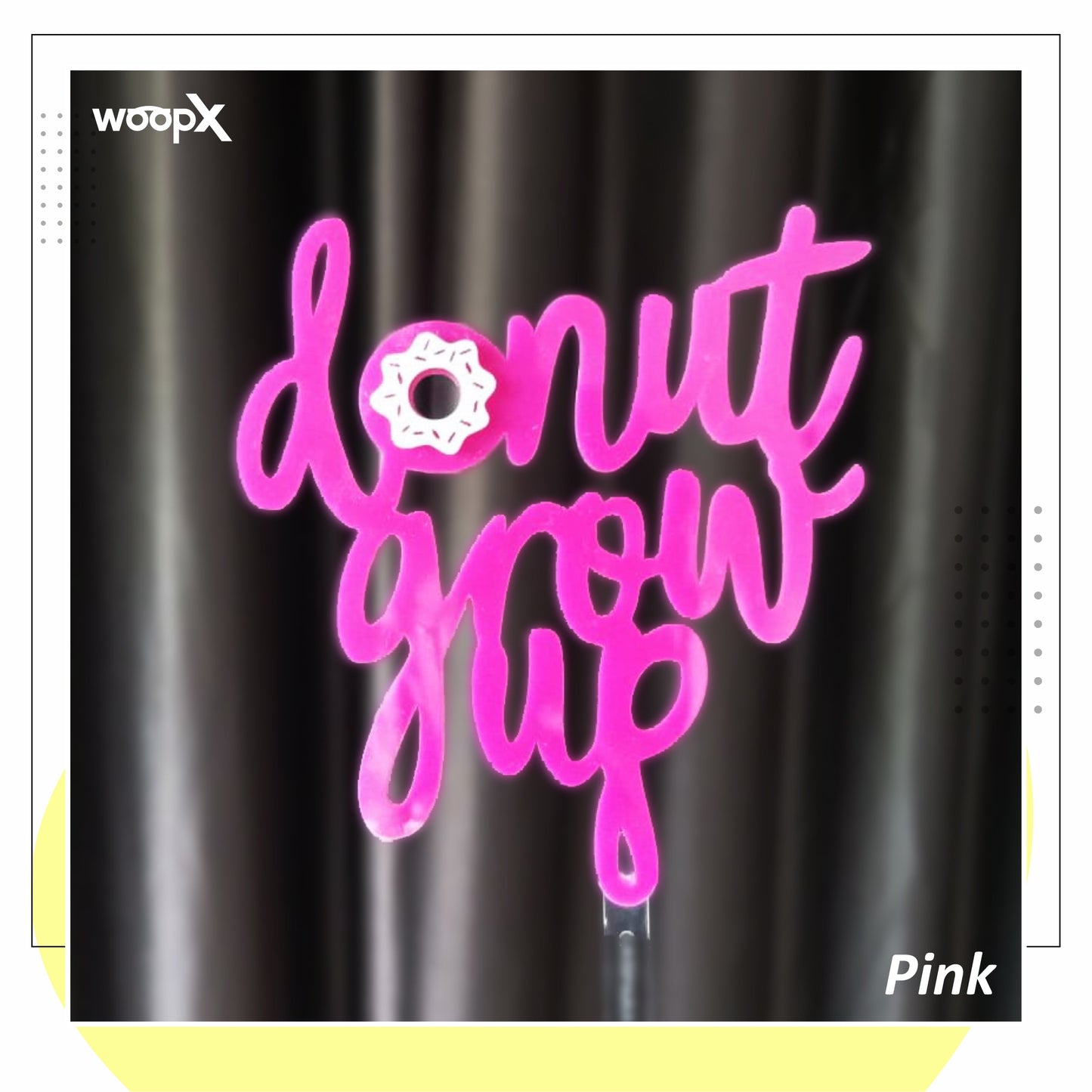 Donut Grow Up Two Layer Acrylic Cake Topper - Rose Gold & Transparent - Birthday Cake Topper