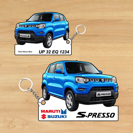 S-Presso - Personalized  Maruti Suzuki Keychain - Wood, Acrylic, Metal Printed