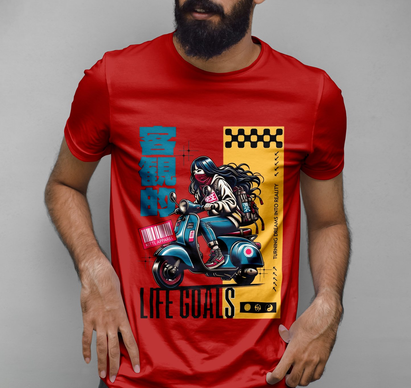Motorcycle Woman Vectors Graphic Printed T-shirt