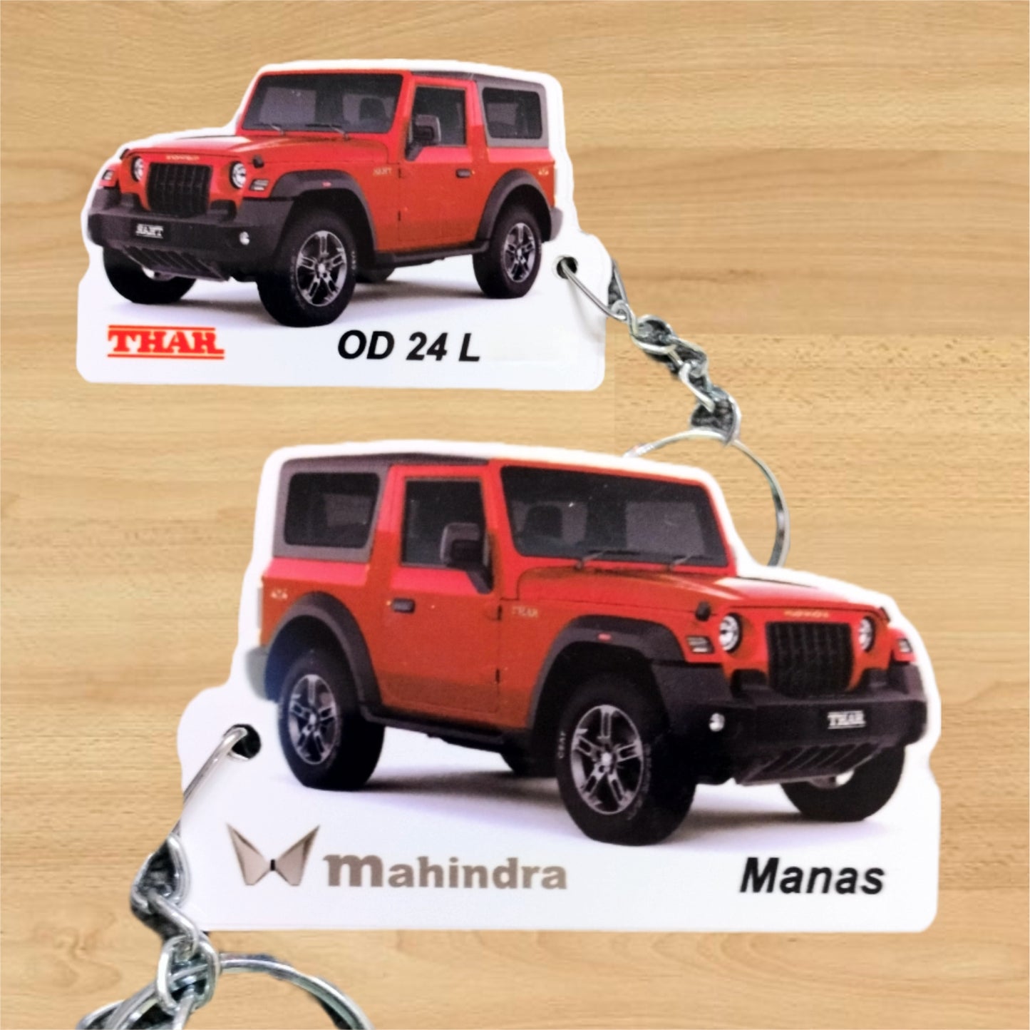 Thar - Personalized Mahindra Car Keychain - Wood, Acrylic, Metal Printed