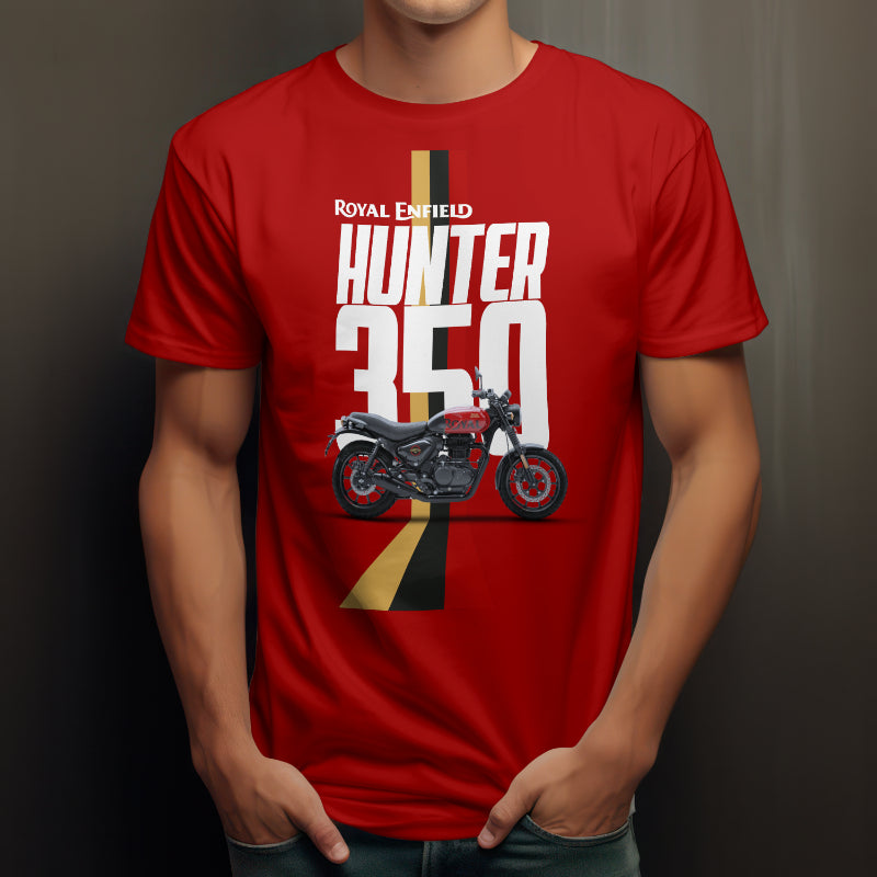 Hunter 350 - Rebel Red - Royal Enfield Graphic Printed T-shirt