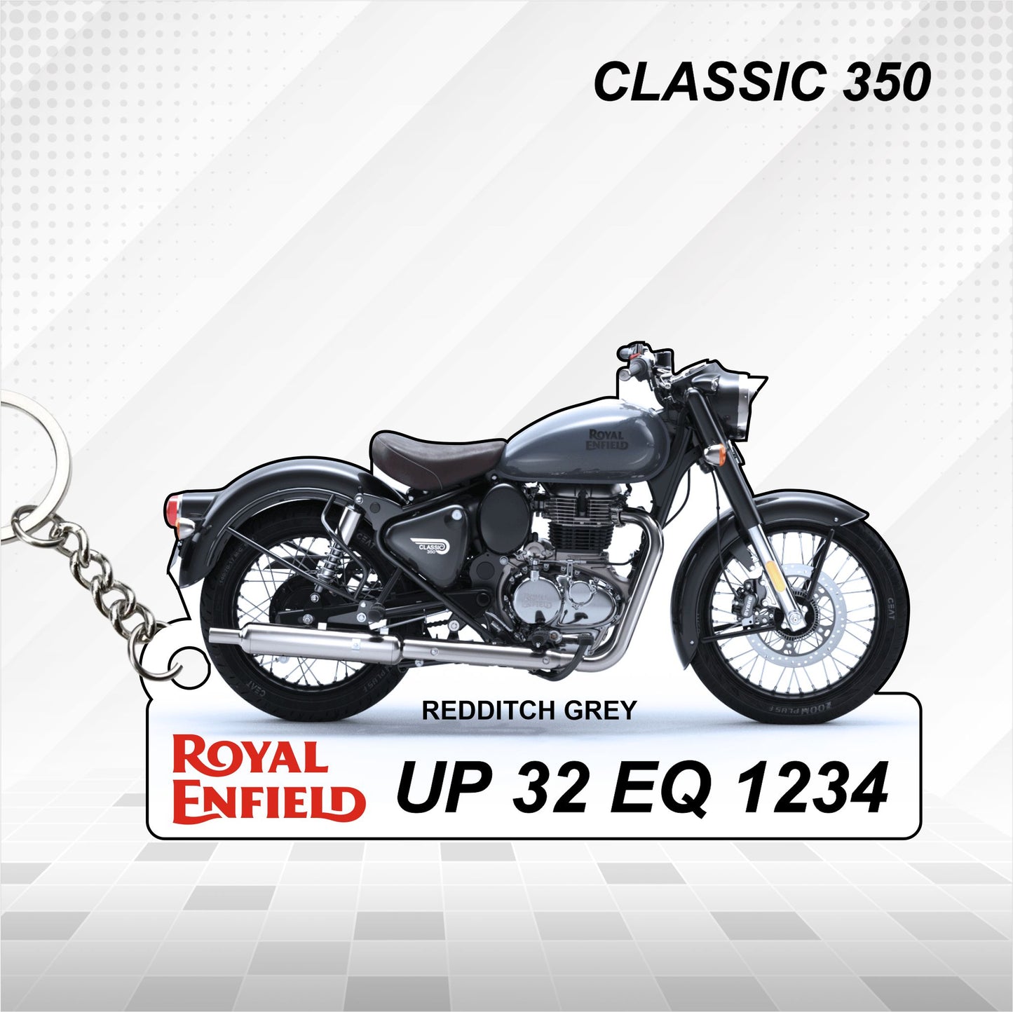 Classic 350 - Personalized Royal Enfield Keychain - Wood, Acrylic, Metal Printed
