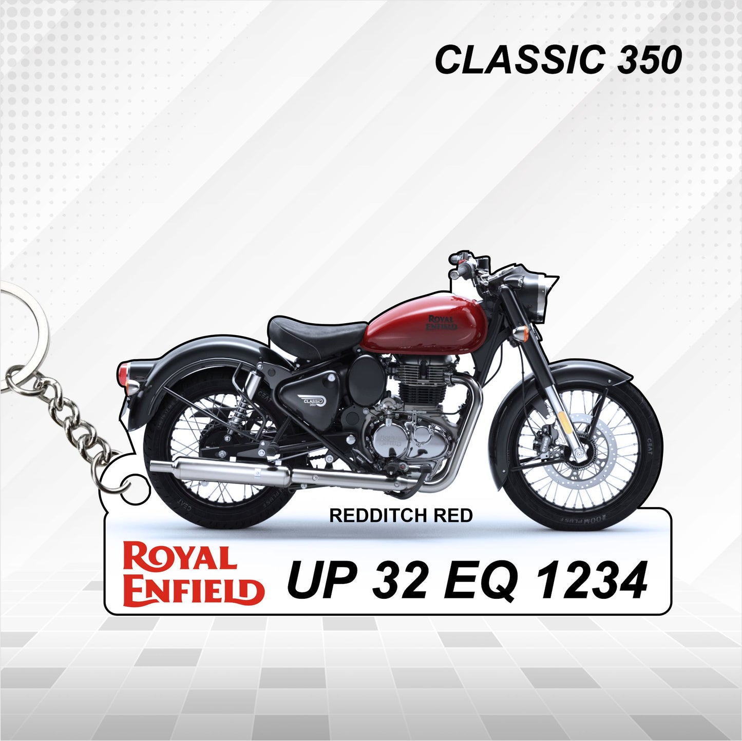 Classic 350 - Personalized Royal Enfield Keychain - Wood, Acrylic, Metal Printed