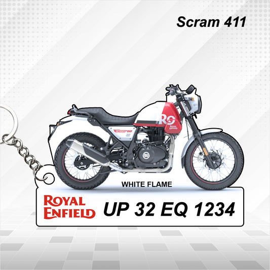 Scram 411 - Personalized Royal Enfield Keychain - Wood, Acrylic, Metal Printed