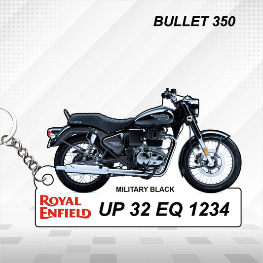 Bullet 350 - Personalized Royal Enfield Keychain - Wood, Acrylic, Metal Printed