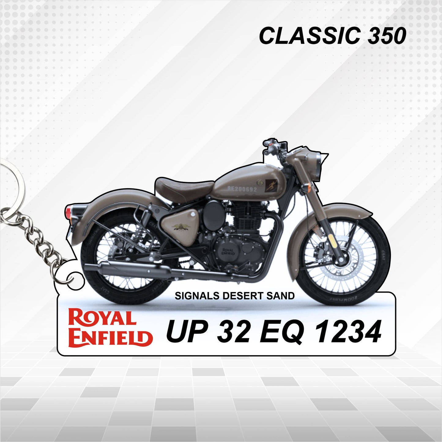 Classic 350 - Personalized Royal Enfield Keychain - Wood, Acrylic, Metal Printed