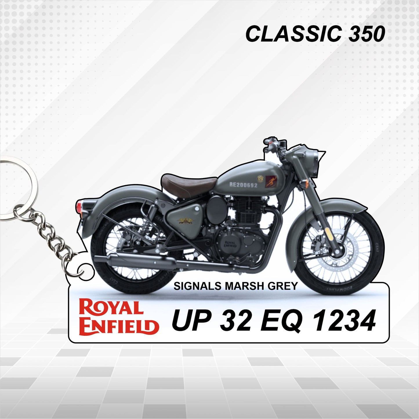 Classic 350 - Personalized Royal Enfield Keychain - Wood, Acrylic, Metal Printed