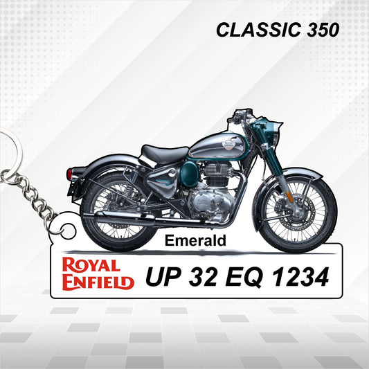Classic 350 - 2024 - Personalized Royal Enfield Keychain - Wood, Acrylic, Metal Printed
