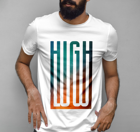 High Low Holographic Sticker Graphic Printed T-shirt