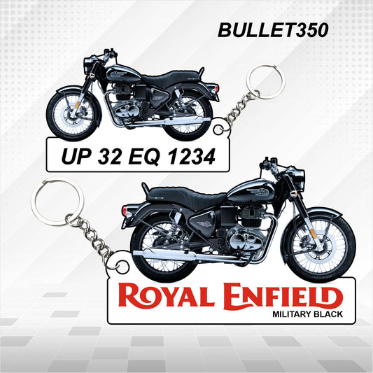 Bullet 350 - Personalized Royal Enfield Keychain - Wood, Acrylic, Metal Printed