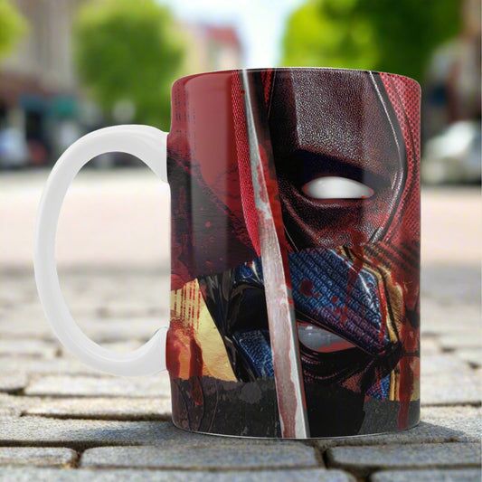 Mercs Unleashed: Deadpool vs Wolverine 2024 Limited Edition Printed Ceramic Mug + Keychain